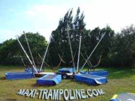 TRAILER BUNGEE TRAMPOLINE MOBILE by MAXI-TRAMPOLINE.com Leader in design and production of amusement sports attractions, recreation rides and Fun sport games like the BUNGEE TRAMPOLINE, bungy trampoline, 1in1 4in1 5in1 6in1 SALTO Trampolino, fix stationary portable and mobile bungee trampoline on trailer, ELASTIC jump 1 way 2 ways 4 ways 5 ways 6ways, aerojump, 4-in-1 eurobungy trampoline, trailer CLIMBING walls, COMBO jumping and climbing wall 2 bays 3bays 4 bays, Funball Shootair compressed air cannons ball from 1 to 30 cannons, Playgrounds, Bobsleigh Roller Coaster, Rodeo mechanic bull and horse, Aero spaces bikes, bungy jumping, Sling Shot, play grounds, aerotrim gyroscope, extreme Fun rides, foam air cannon ball game, inflatable thing, Leisure theme ATTRACTIONS and AMUSEMENT Parks CONSULTING… and more products and services - WEB SITE: www.maxi-trampoline.com - CONTACT EMAIL: infogames@maxi-trampoline.com